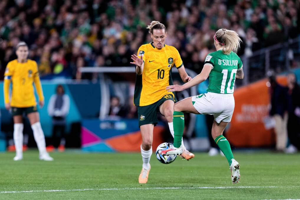 Newcastle's Emily van Egmond produced a solid 20-minute effort off the bench for the Matildas against Republic of Ireland at Stadium Australia on Thursday night. Picture Getty Images