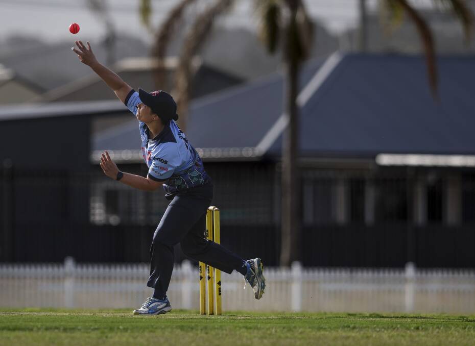 Claire Coelho in action for Newcastle City in their NDCA Women's T20 Cup round-four match against Belmont at Cahill Oval on Wednesday. Picture by Marina Neil
