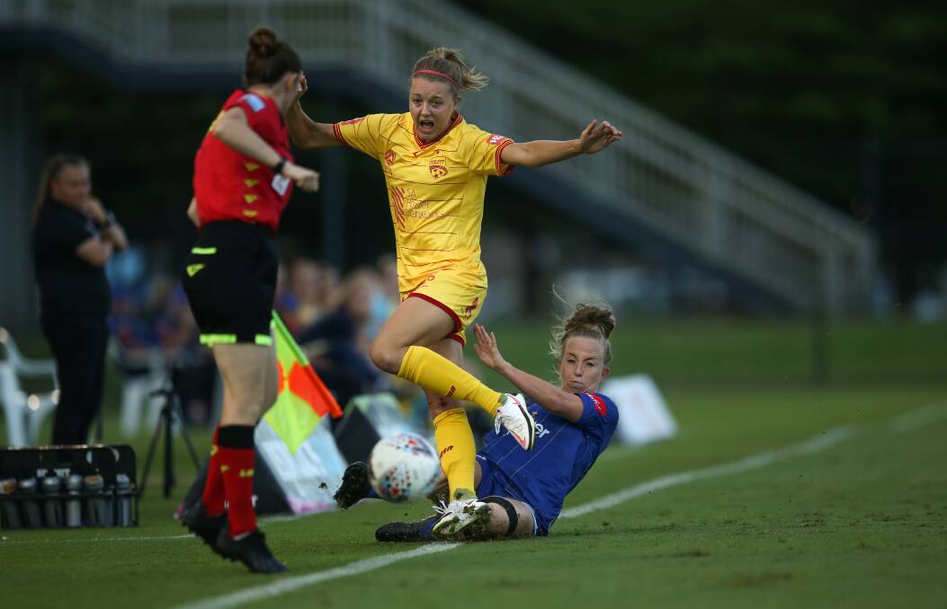Jets defender Hannah Brewer plays with pure passion and aggression. Picture: Marina Neil