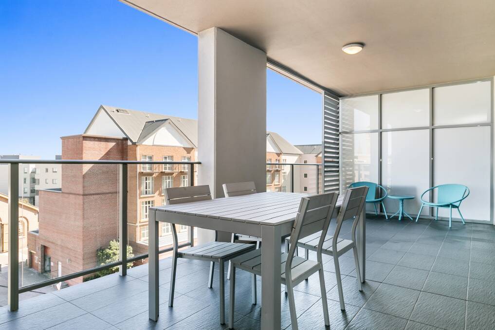 This one-bedroom apartment at 511/335 Wharf Road, Newcastle has a guide of $550,000 to $600,000.
