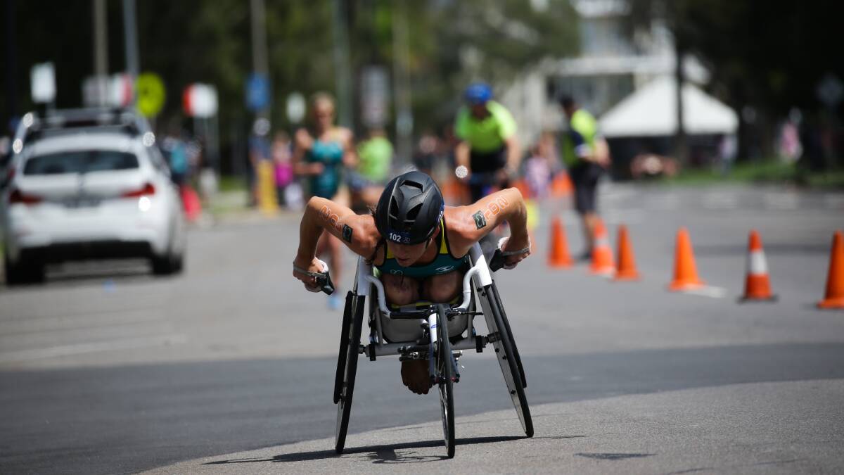 Home-grown Lauren Parker will be aiming for a third straight victory in the City of Newcastle Paratriathlon on Saturday. Picture: Jonathan Carroll