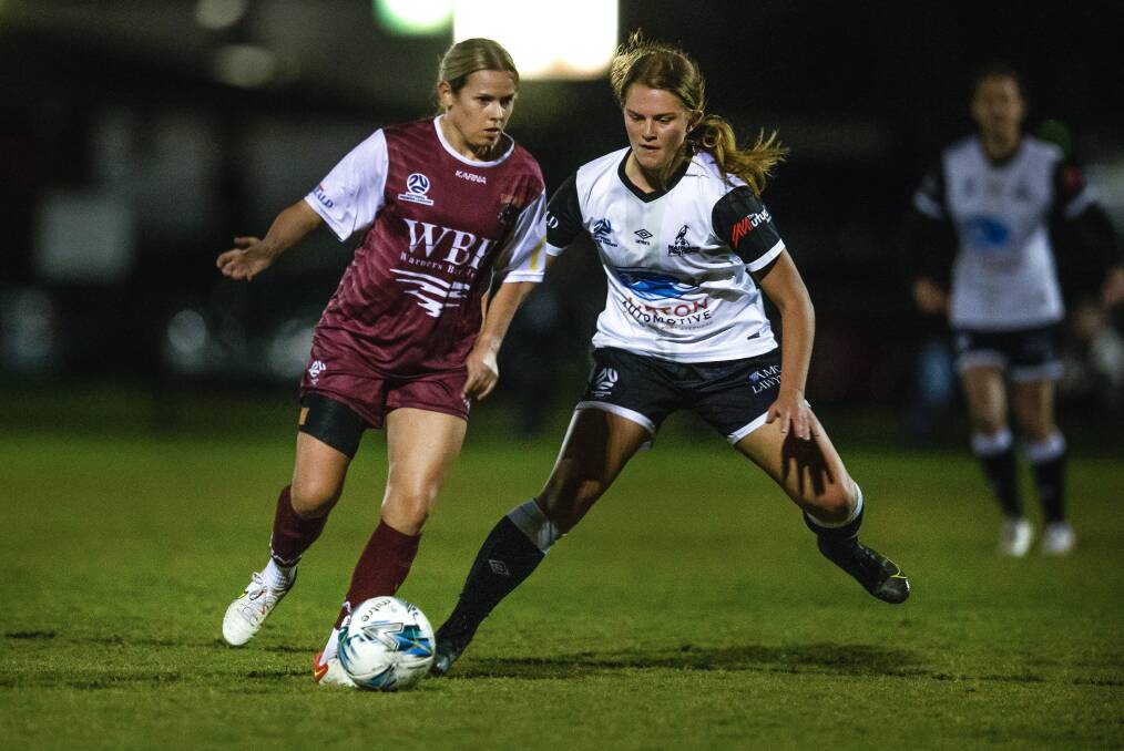 Jets captain Cassidy Davis in action for Warners Bay in NPLW Northern NSW - a competition that has more rounds than the A-League Women. Picture: Marina Neil
