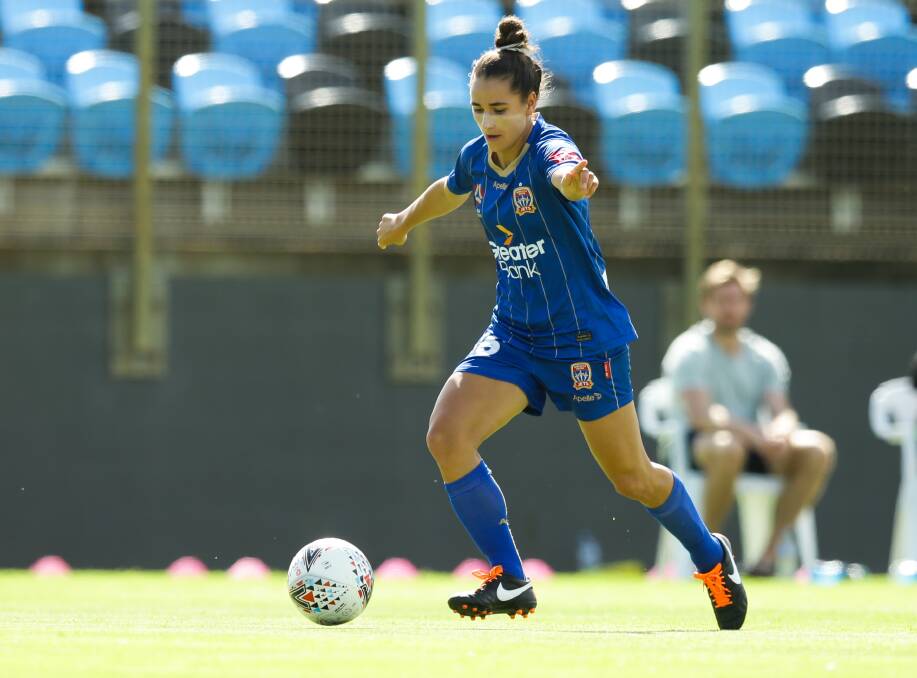 Sunny Franco came off the bench in the 60th minute for the Jets on Sunday and produced the equaliser three minutes later in a 3-3 draw with Canberra. Picture: Jonathan Carroll