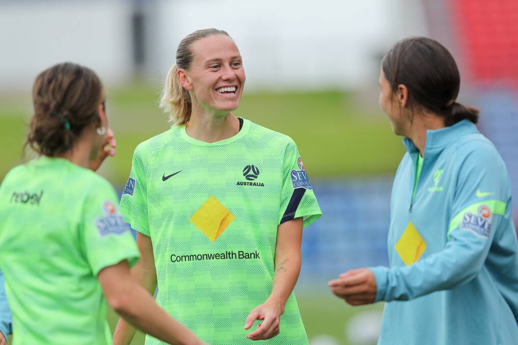 Long-serving Australian player Emily van Egmond, pictured in Newcastle during a Matildas camp in 2021, is eyeing her fourth World Cup. Picture by Max Mason-Hubers