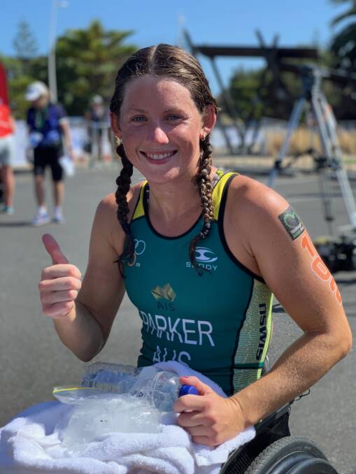 STRONG RESULT: Newcastle's Lauren Parker after her World Cup win in Devonport, Tasmania on Saturday. Picture: Dave Robertson
