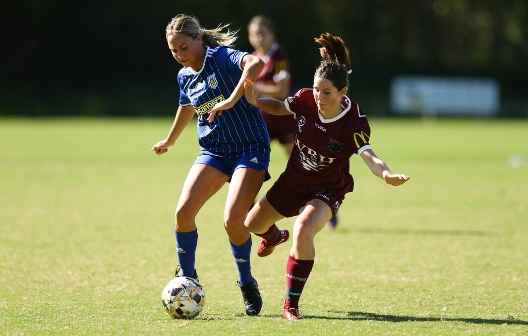 Olympic striker Sophie McDonald made a strong start to the NPLW NNSW season with seven goals against Warners Bay at John Street Oval on Sunday. Picture by Jonathan Carroll