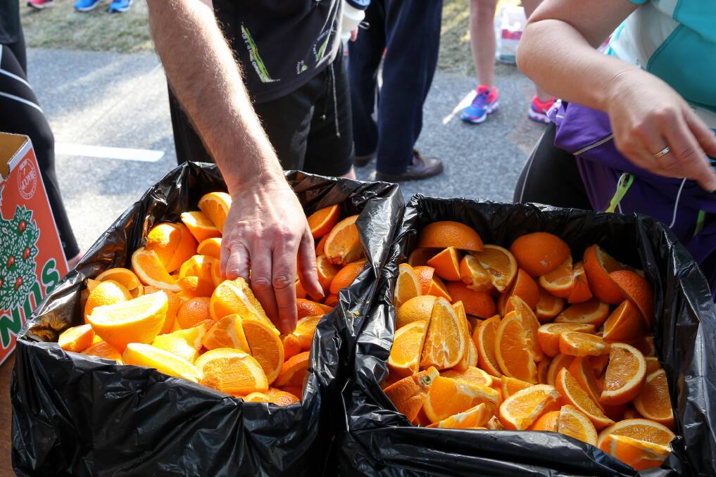 REPLENISH: There will be plenty of fruit and liquid on hand in the finishing area after the Lake Macquarie Running Festival. Picture: Max Mason-Hubers