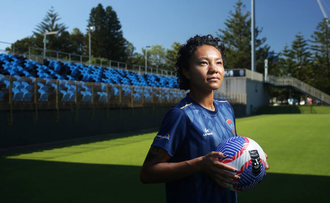 Philippines international Sarina Bolden, pictured at No.2 Sportsground on Tuesday, has made an immediate impact for the Newcastle Jets and hopes to help the club make finals. Picture by Simone De Peak