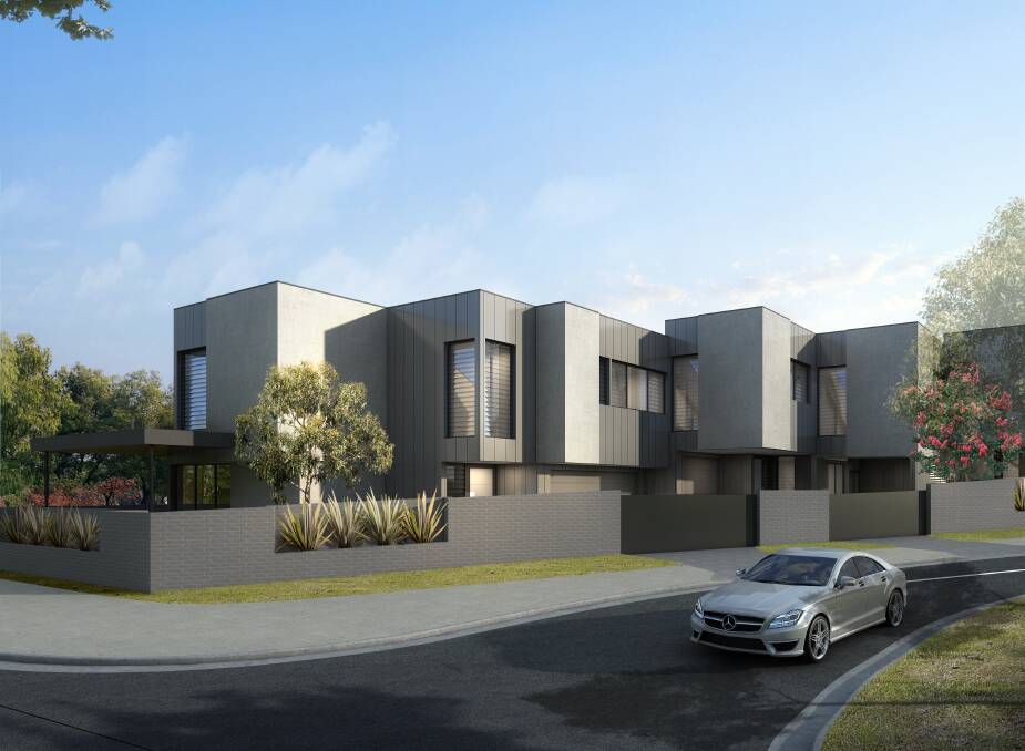 EASE OF LIVING: An artist's impression of a luxurious three-bedroom, three-bathroom Torrens Title townhouse on the corner of Patrick and Watkins streets in Merewether.