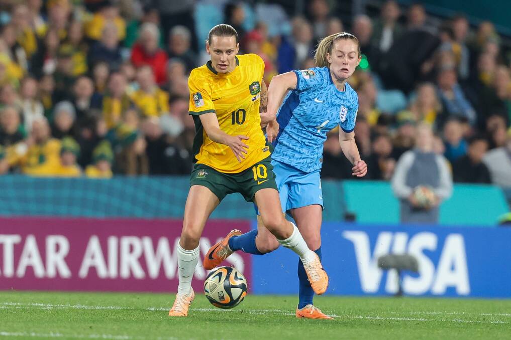 Emily van Egmond in action against England in last year's World Cup semi-final in Sydney. Picture by Adam McLean