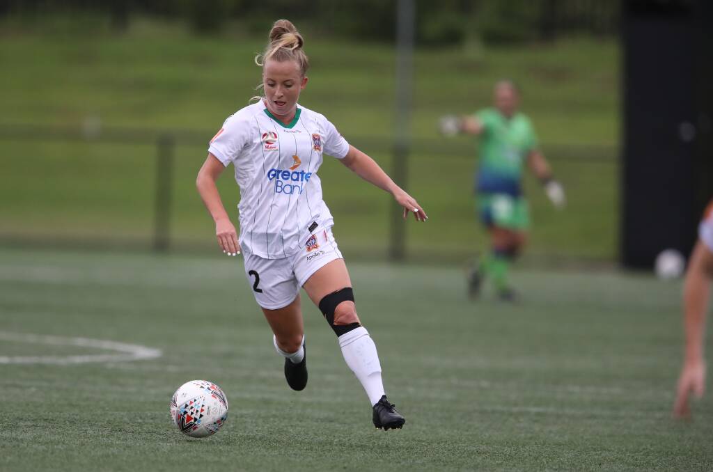 STRONG SHOWING: Newcastle centre-back Hannah Brewer in action at Cromer Park on Sunday, where she produced a solid defensive performance in a 2-0 loss to Sydney. Picture: Sproule Sports Focus