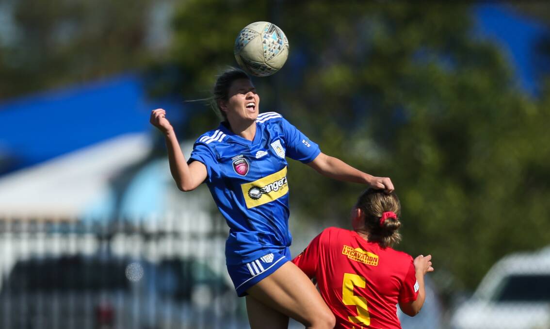 DOUBLE TIME: Jemma House, pictured in action in 2020, struck twice for Newcastle Olympic against Mid Coast on Monday. Picture: Marina Neil