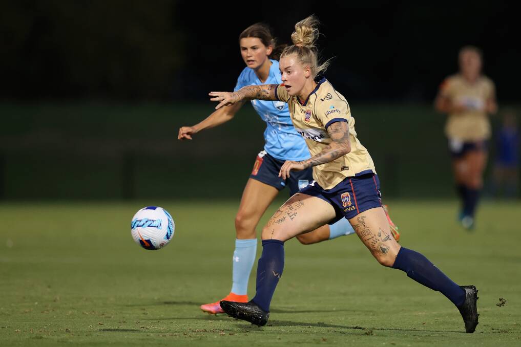 Newcastle's Marie Dolvik Markussen goes on the attack against Sydney at No.2 Sportsground on Sunday night. Picture: Getty Images