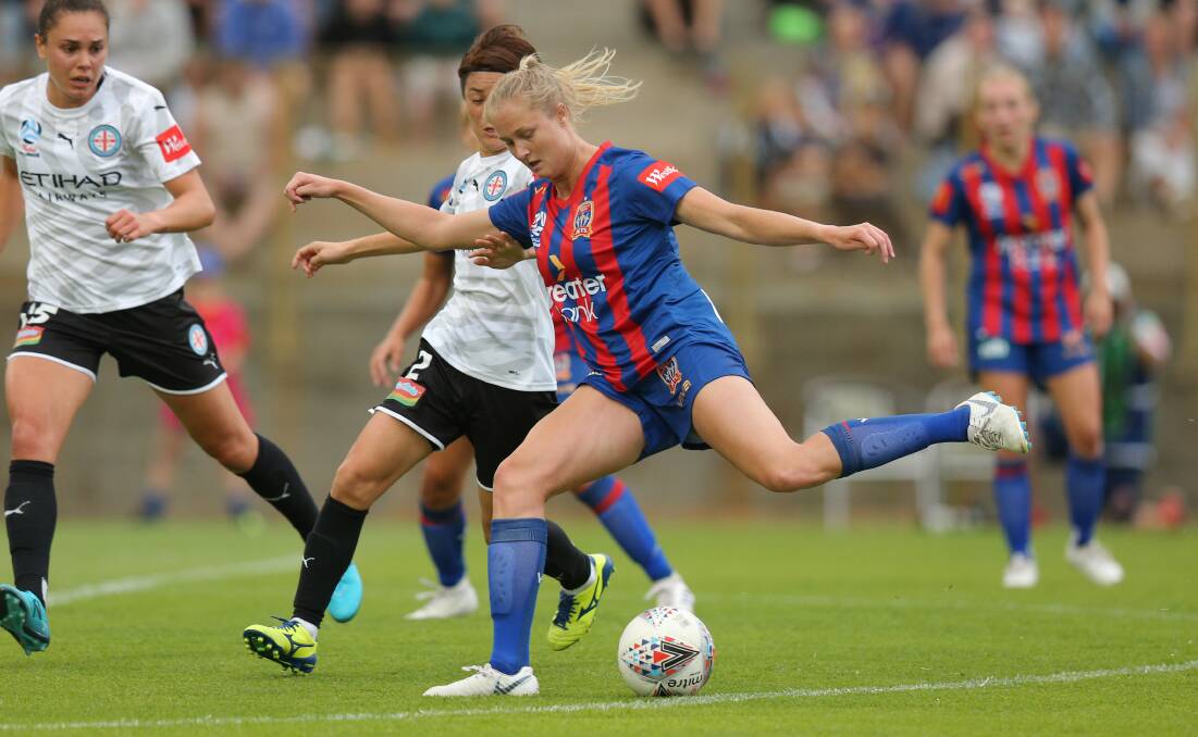 KEY PICK-UP: Jets striker and former Matilda Tara Andrews has signed with Warners Bay for the 2022 Herald Women's Premier League season. Picture: Max Mason-Hubers