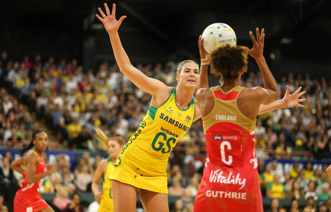A 4500-strong crowd turned out at the Newcastle Entertainment Centre when Australia battled England in September 2018. Picture by Marina Neil