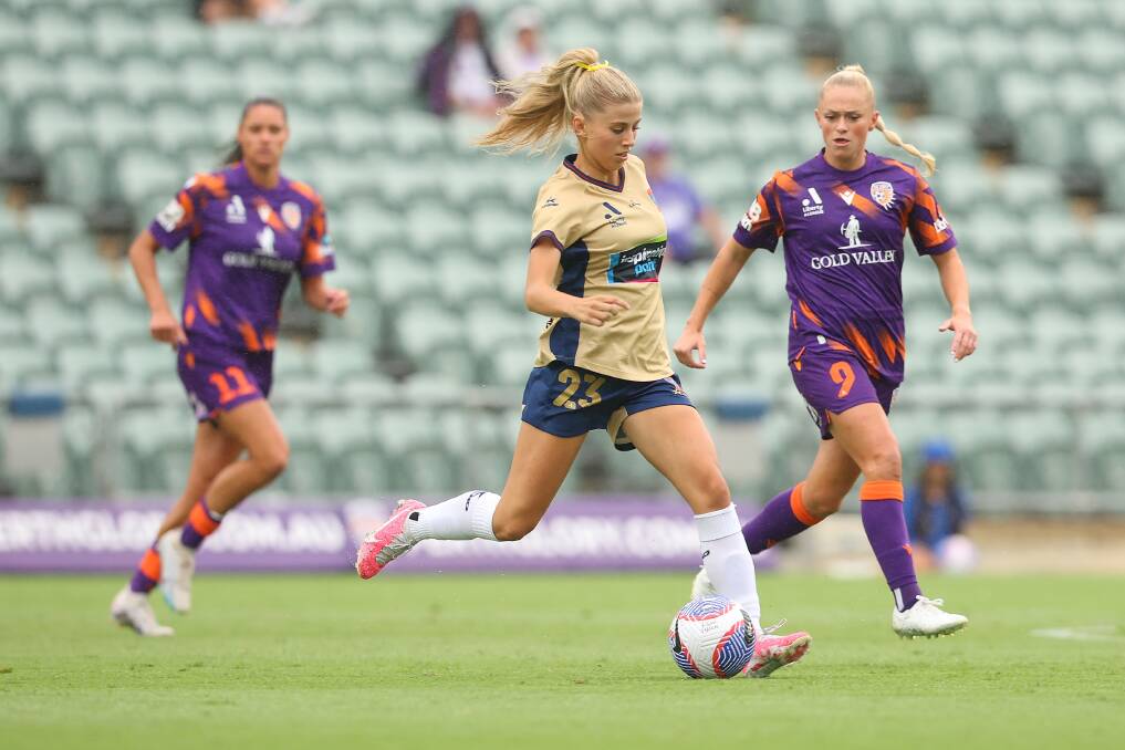Zoe Karipidis played a full game for the Newcastle Jets in her A-League debut against Perth in Perth on October 22. Picture Getty Images