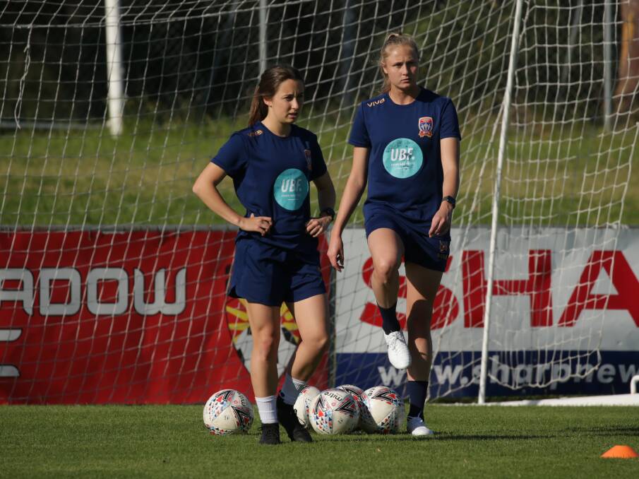 IMPACT: Midfielder Clare Wheeler, left, and striker Tara Andrews will play key roles in the Newcastle Jets' W-League campaign. Picture: Simone De Peak
