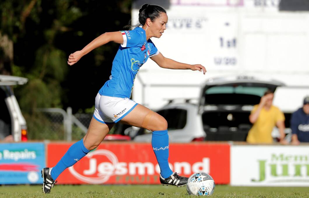 Charlestown Azzurri's Nicki Jones showed some individual brilliance to score from range in a see-sawing match with Maitland in Herald Women's Premier League on Sunday. Picture: Valentine Sports Photography