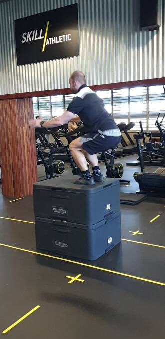 The Forum's Joe Chadwick performs a box jump. Picture: Supplied