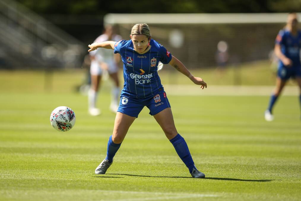 FOCUSED: Jets co-captain Cassidy Davis in action during Newcastle's 4-1 win over Western Sydney in their last appearance at No.2 Sportsground on January 23. Picture: Marina Neil