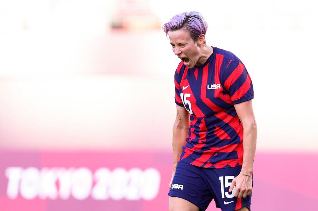 United States superstar Megan Rapinoe in action during the Tokyo Olympic this year. The Americans are coming to Australia to play the Matildas in a two-match series in November. Picture: Getty Images