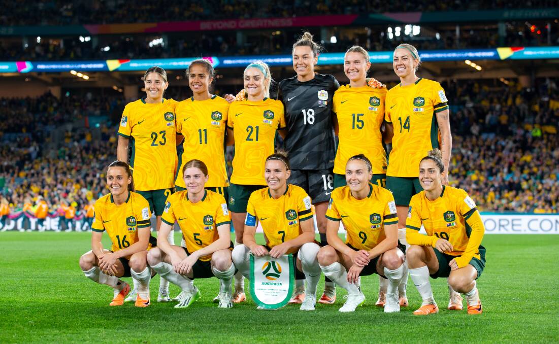 The Matildas starting side against Republic of Ireland in their Women's World Cup opening match at Stadium Australia on Thursday night. Picture by Anna Warr