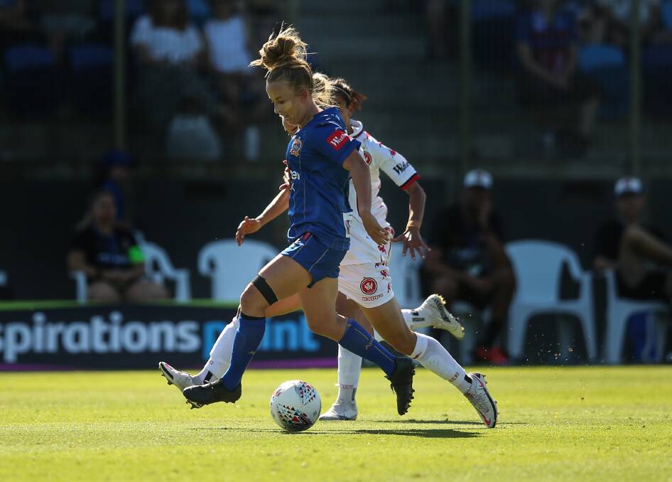 POINT TO PROVE: Jets centre-back Hannah Brewer is confident Newcastle can make the most of their remaining matches. Picture: Jonathan Carroll