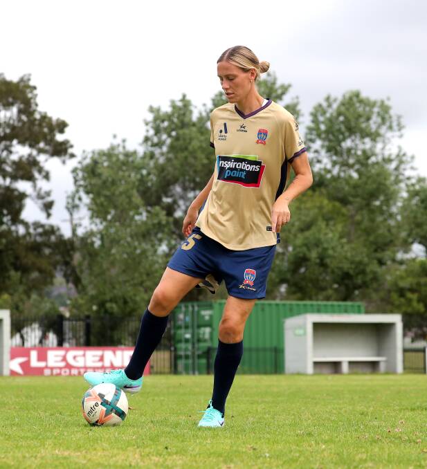 Emily van Egmond is back in Newcastle Jets colours after signing on for a short-term guest stint with her home-town's A-League club. Picture by Peter Lorimer 