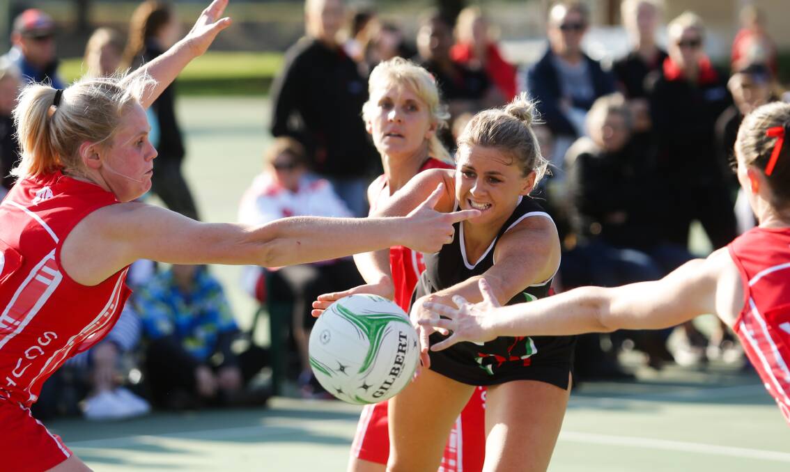 TENACIOUS: West Leagues Balance centre Sophie Buckley, in action during last year's grand final, produced a strong performance on Saturday. Picture: Jonathan Carroll