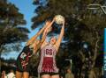 CLOSE CONTEST: University of Newcastle and West Leagues Balance fought out a tight battle in Newcastle championship netball at National Park on Saturday. Picture: Marina Neil