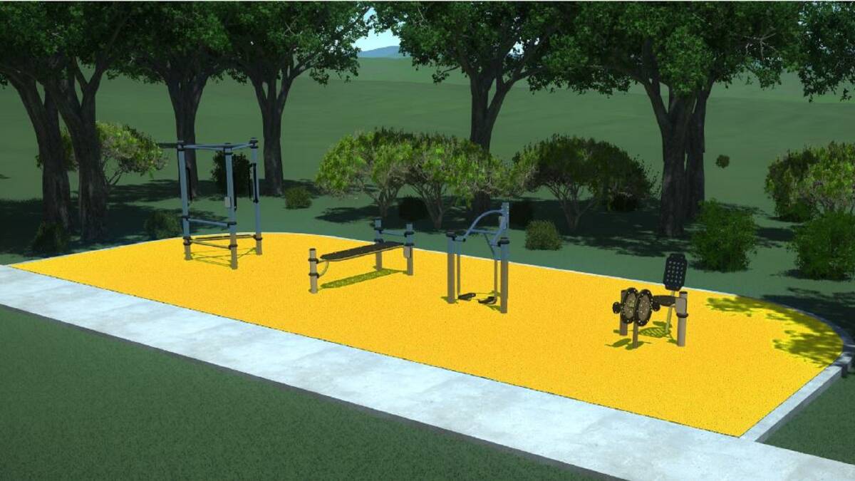 An artist's impression of outdoor fitness equipment to be installed along Stockton's foreshore. Image supplied.