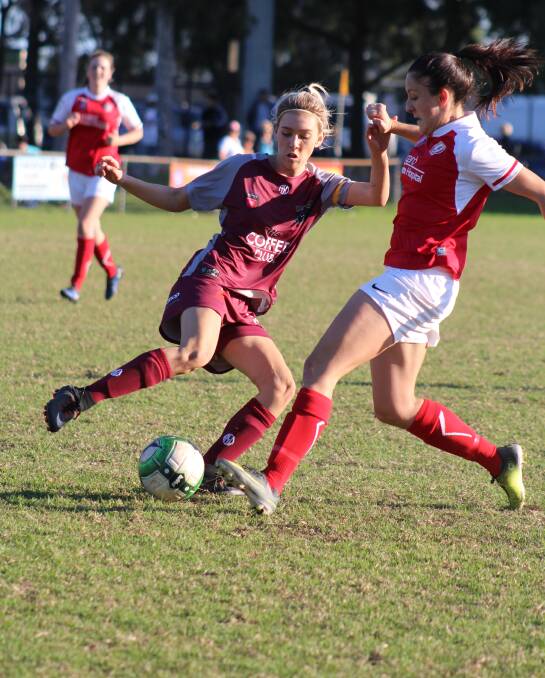 Action from Herald Women's Premier League match between Warners Bay and Merewether at John Street Oval on Sunday.