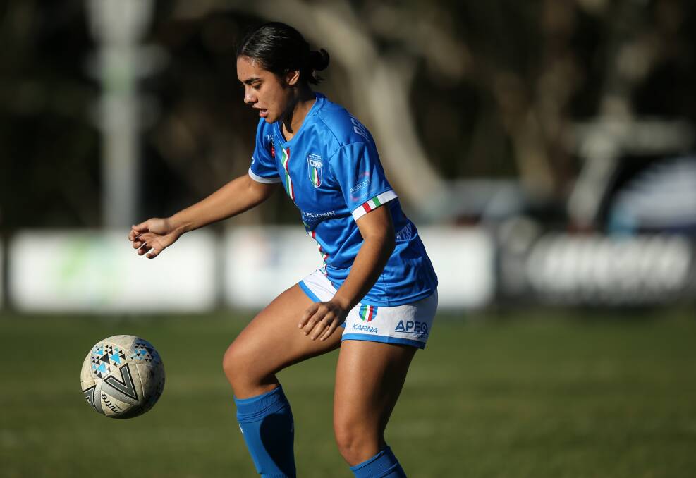 TAKING CHANCES: Isabella Ramzan-Levy, 19, got on the scoresheet as Charlestown went down 4-1 to Broadmeadow at Lisle Carr Oval on Sunday. Picture: Marina Neil