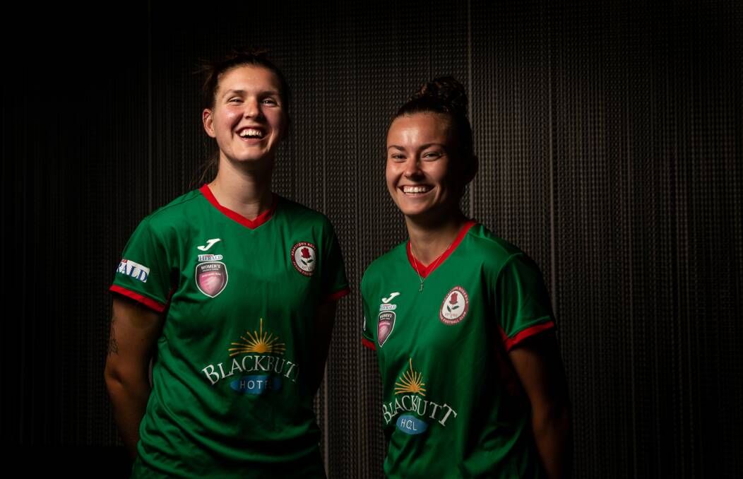 Senior players Olivia Sneddon, left, and Jorjia Hogg, are looking forward to a strong Herald Women's Premier League season with Adamstown. Picture: Marina Neil