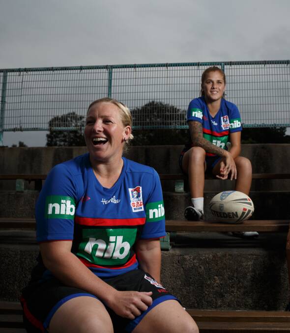 READY: Newcastle's Bec Young, left, and Caitlin Moran are in the Blues squad. Picture: Max Mason-Hubers
