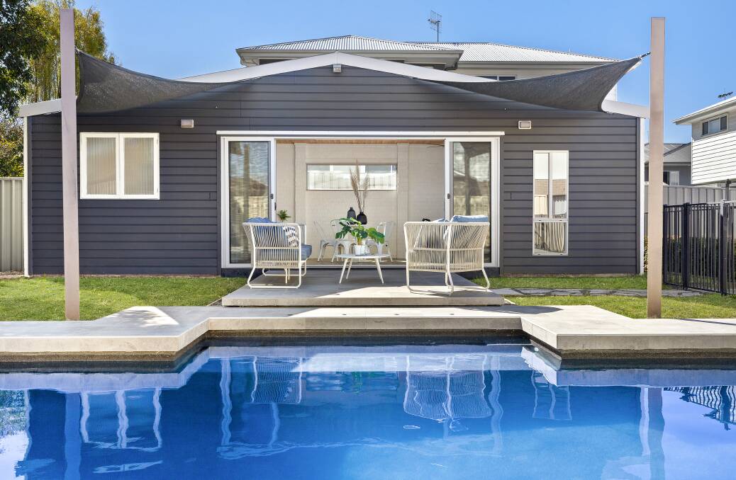A contemporary five-bedroom residence with a pool and separate retreat at 45 Seaman Avenue in Warners Bay has been listed with a guide of $1.55 million.
