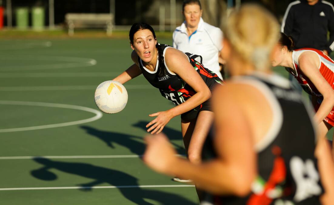 Sammie Chicken, pictured during the Newcastle championship netball season, produced a strong second-half performance at goal keeper for West Leagues Balance on Saturday. Picture by Jonathan Carroll