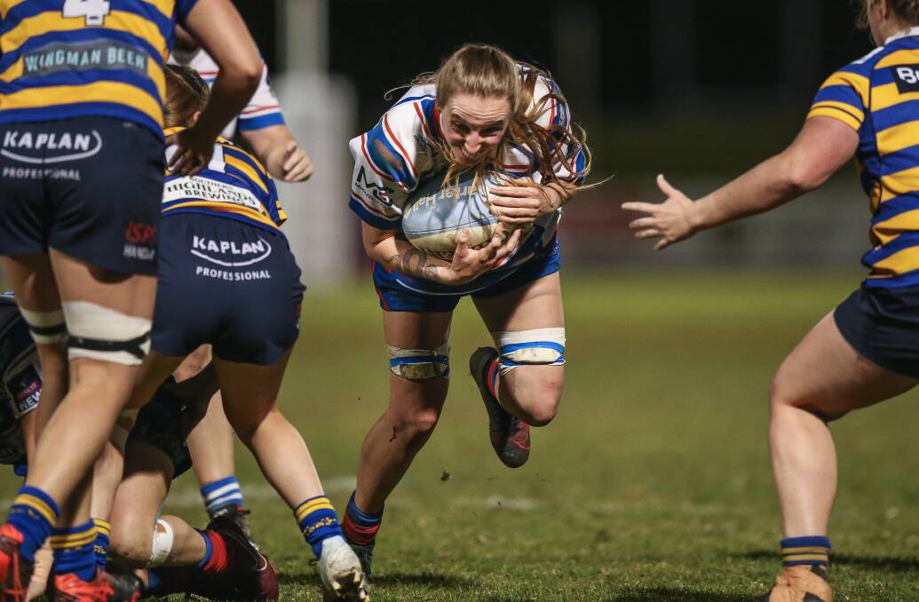 Shana Povey, pictured in action last season, kicked well against Sydney University in a thrilling exchange at No.2 Sportsground on Saturday. Picture by Marina Neil
