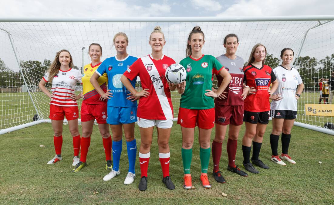 Thornton's Lauren Faulkner, second from the right, at the Herald Women's Premier League launch this month. Picture: Max Mason-Hubers