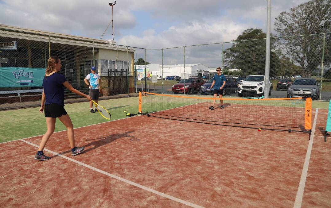 WHAT A RACQUET: Top Spin Tennis Club at Broadmeadow launched Open Court Sessions last week. It aims to get adults involved in a fun and social setting. Picture: Supplied