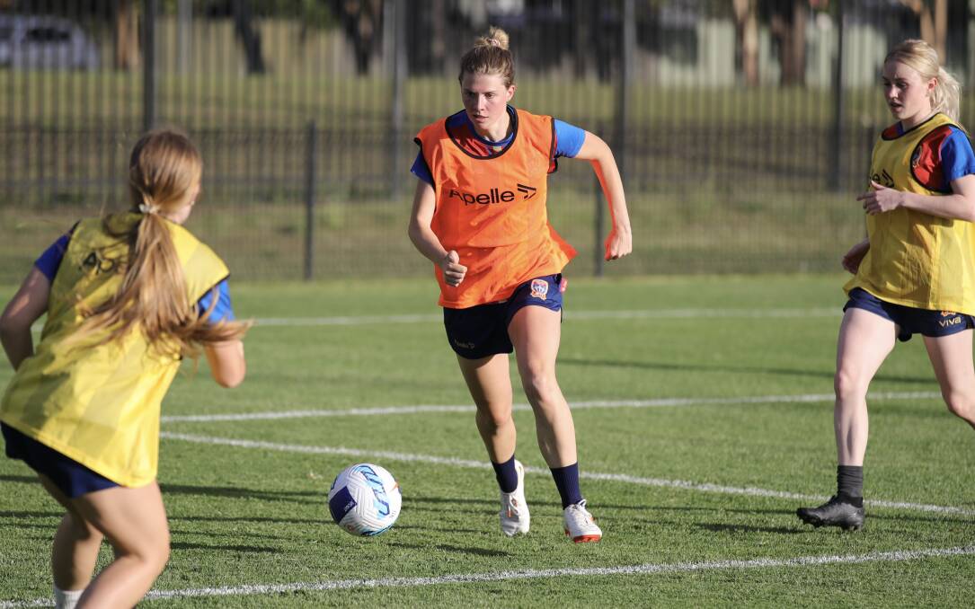 Lucy Johnson is action at Newcastle Jets training. Picture: Newcastle Jets