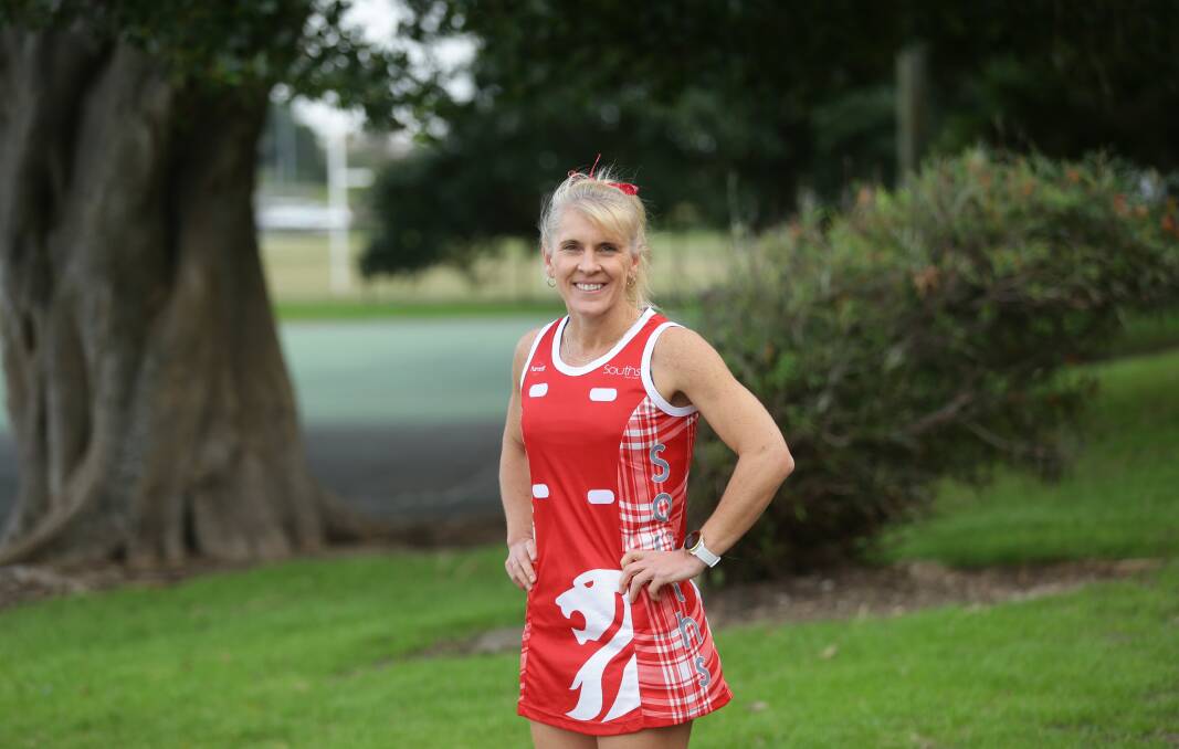 Souths midcourter Narelle Eather at National Park Netball Courts on Friday. Picture: Jonathan Carroll