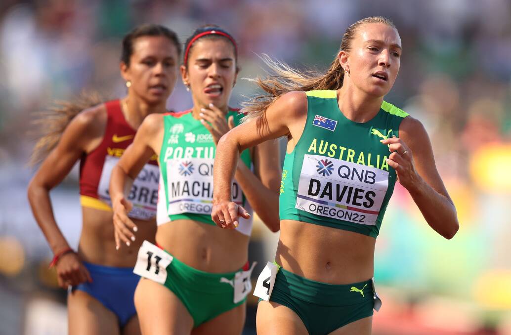 TOUGH HIT-OUT: Merewether's Rose Davies in the women's 5000-metre heats on day six of the World Athletics Championships in Eugene, Oregon. Picture: Getty Images