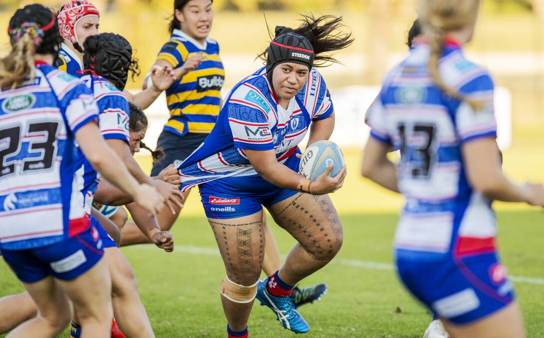 Front-rower Aiishya Tipa-Leota produced some excellent carries and was solid in defence as the Wildfires took it to Sydney University at No.2 Sportsground on Saturday. Picture by Stewart Hazell