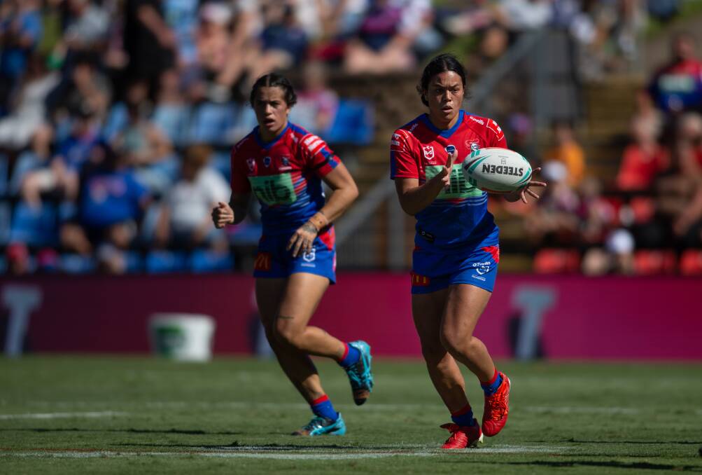 Knights winger Autumn-Rain Stephens-Daly could be sidelined for the remainder of the NRLW season due to a knee injury. Picture by Marina Neil