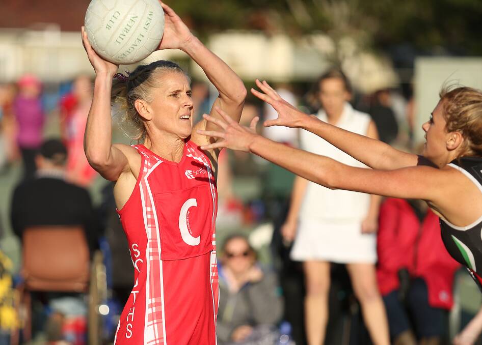 Narelle Eather's move from centre to wing attack for the final quarter against Nova Thunder on Saturday proved pivotal in Newcastle championship netball. Picture: Marina Neil
