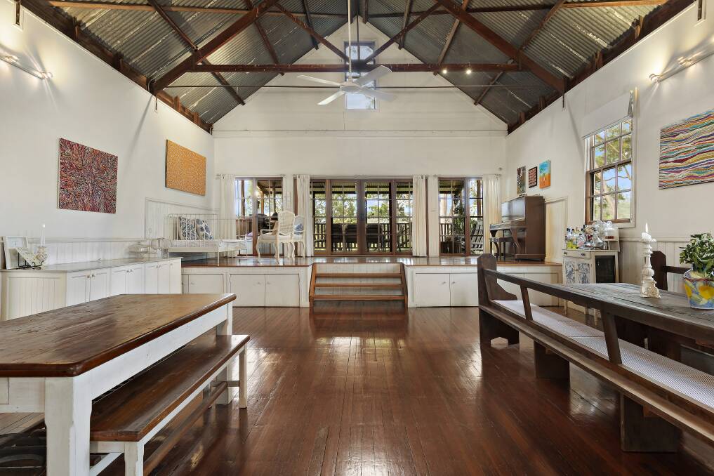 Once a community church hall, this Millfield property is now a residence. It will auction with a guide of $750,000.