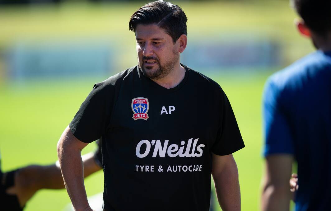 Jets coach Arthur Papas is unsure who will be fit for Saturday's clash with the Mariners on the Central Coast after illness has swept through the squad. Picture: Marina Neil