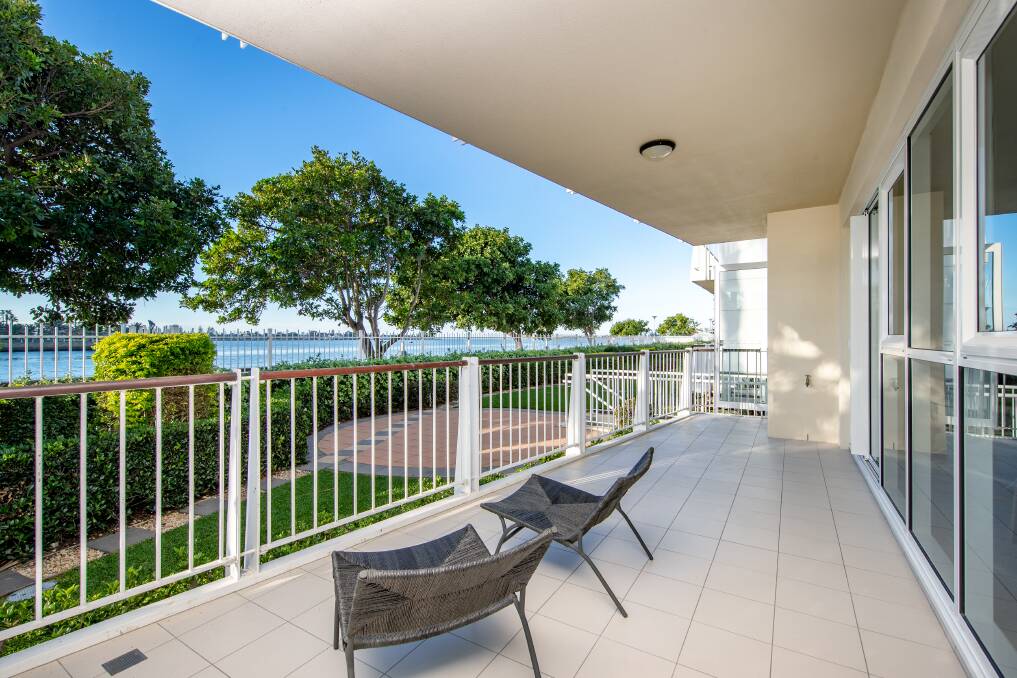 HARBOURSIDE: This ground-floor apartment in Breakwater has sold for $1.4 million. 