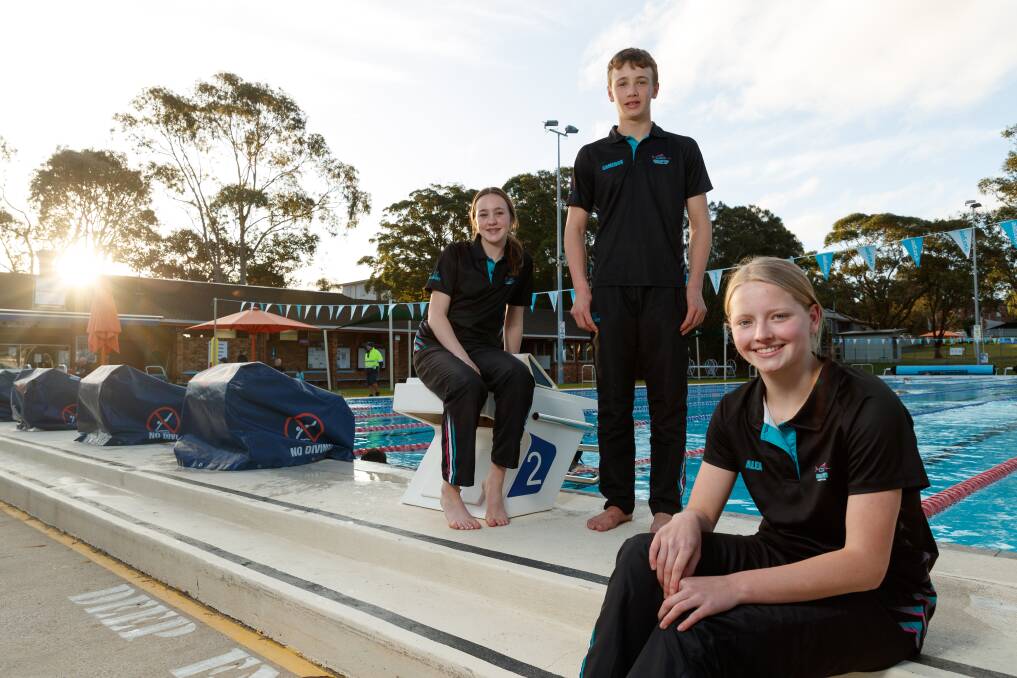 SUCCESS: Charlestown Swim Club's Violet Williams (left), Cameron Waite and Alex Noonan all won NSW Country titles last month and are off to NSW championships. Picture: Max Mason-Hubers